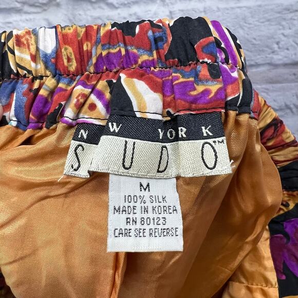 Vintage New York Studio Silk Mini Skirt Faux Wrap Size M Paisley 90s Y2K Print - Picture 5 of 7